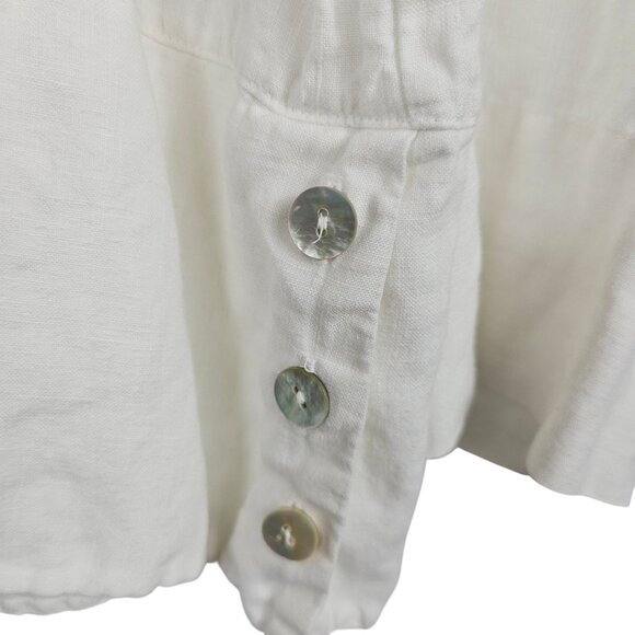 Bryn Walker M ivory Natural Fiber Linen Coastal Quiet Luxury Minimalist Top - Picture 5 of 10